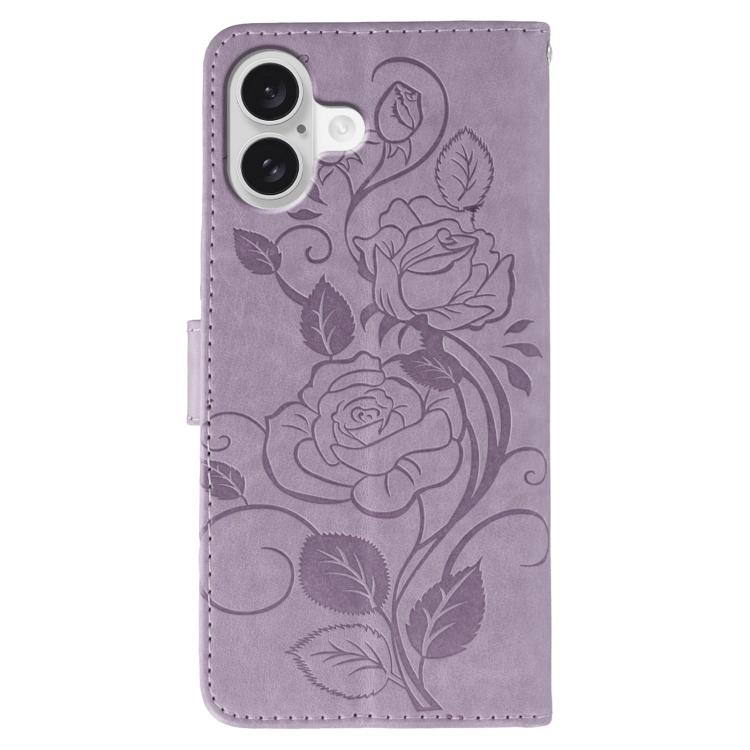 For iPhone 17 Rose Butterfly Embossed Leather Phone Case