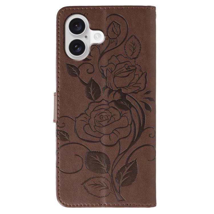 For iPhone 17 Rose Butterfly Embossed Leather Phone Case