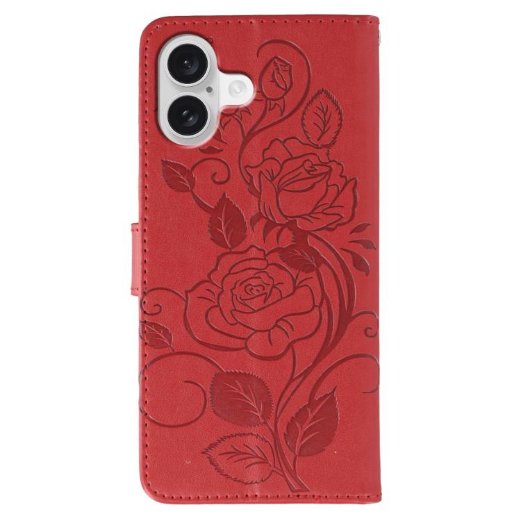 For iPhone 17 Rose Butterfly Embossed Leather Phone Case