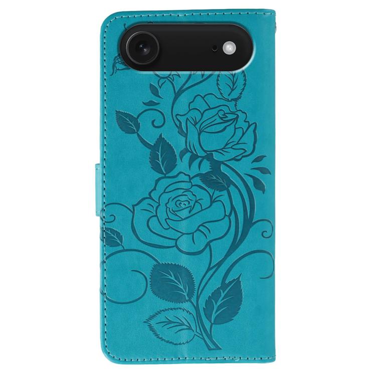 For iPhone Air Rose Butterfly Embossed Leather Phone Case