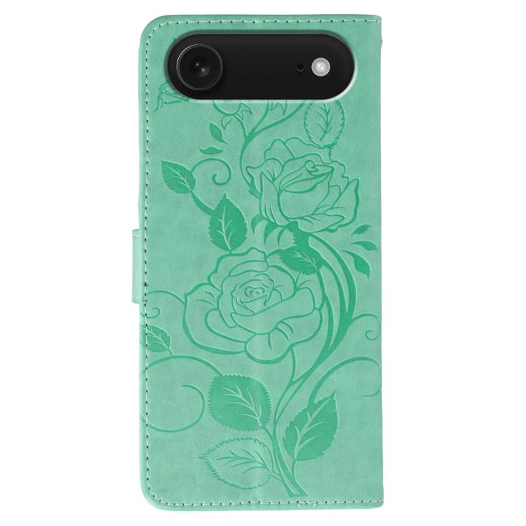 For iPhone Air Rose Butterfly Embossed Leather Phone Case