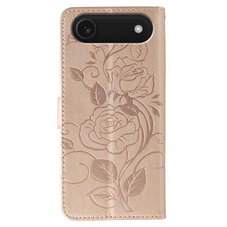 For iPhone Air Rose Butterfly Embossed Leather Phone Case