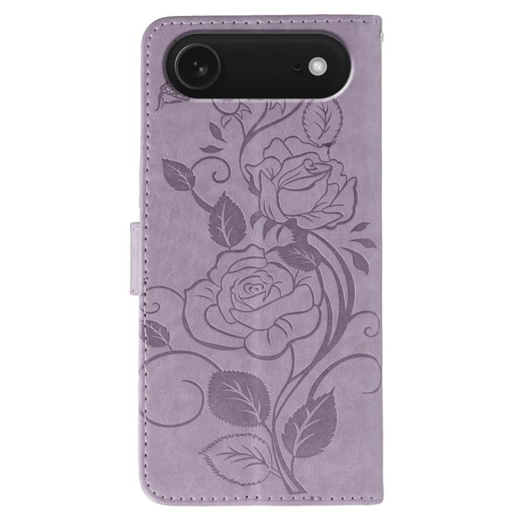 For iPhone Air Rose Butterfly Embossed Leather Phone Case