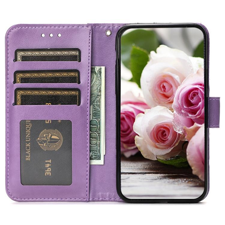 For iPhone Air Rose Butterfly Embossed Leather Phone Case