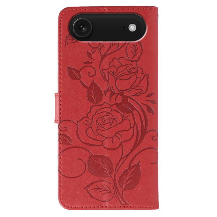 For iPhone Air Rose Butterfly Embossed Leather Phone Case
