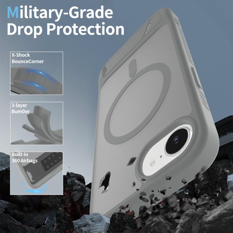 For iPhone 17e / 16e Frosted Holder PC Hybrid TPU MagSafe Phone Case