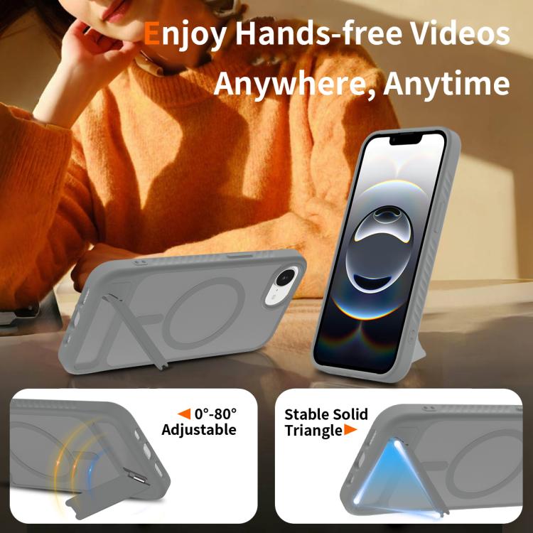 For iPhone 17e / 16e Frosted Holder PC Hybrid TPU MagSafe Phone Case
