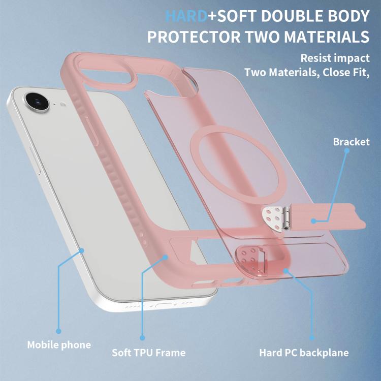 For iPhone 17e / 16e Frosted Holder PC Hybrid TPU MagSafe Phone Case