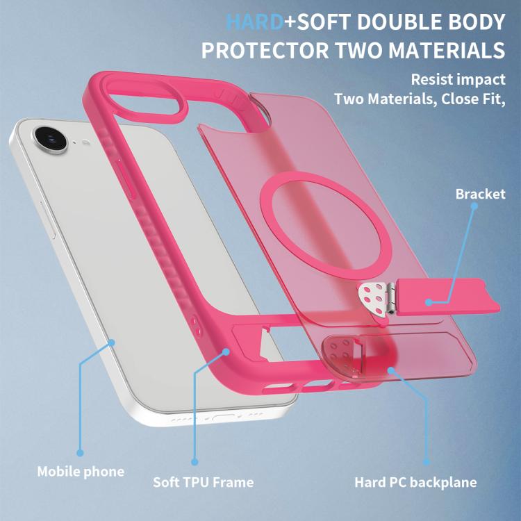 For iPhone 17e / 16e Frosted Holder PC Hybrid TPU MagSafe Phone Case