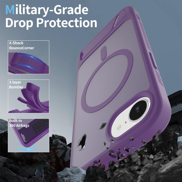 For iPhone 17e / 16e Frosted Holder PC Hybrid TPU MagSafe Phone Case