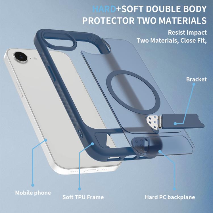 For iPhone 17e / 16e Frosted Holder PC Hybrid TPU MagSafe Phone Case