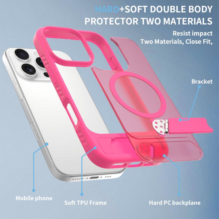 For iPhone 16 Pro Max Frosted Holder PC Hybrid TPU MagSafe Phone Case