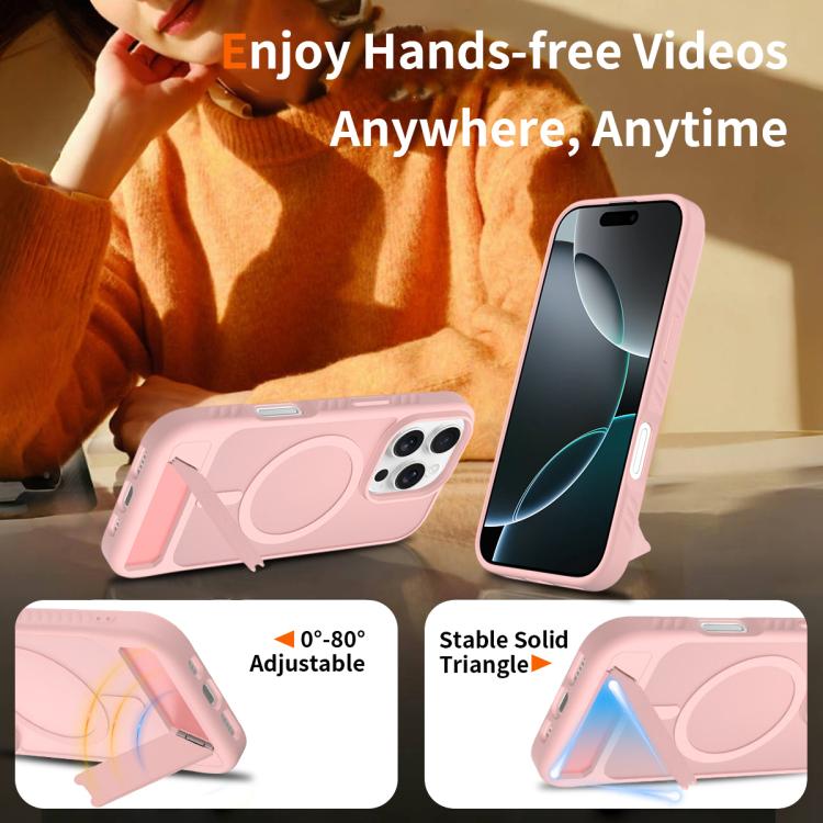 For iPhone 16 Pro Frosted Holder PC Hybrid TPU MagSafe Phone Case