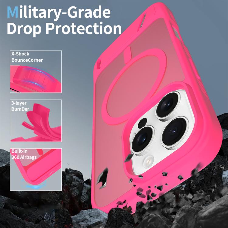 For iPhone 16 Pro Frosted Holder PC Hybrid TPU MagSafe Phone Case