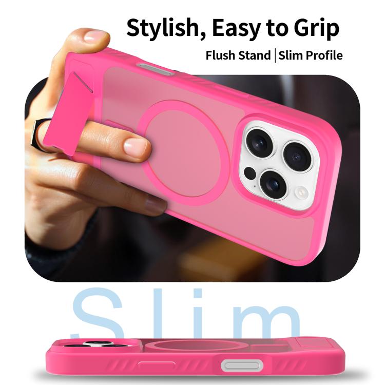 For iPhone 16 Pro Frosted Holder PC Hybrid TPU MagSafe Phone Case