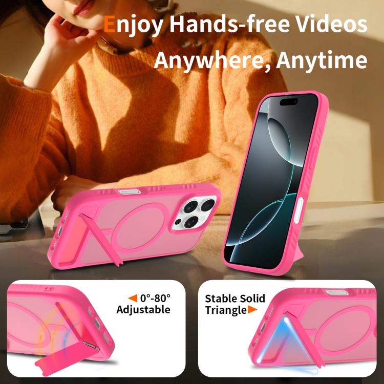 For iPhone 16 Pro Frosted Holder PC Hybrid TPU MagSafe Phone Case