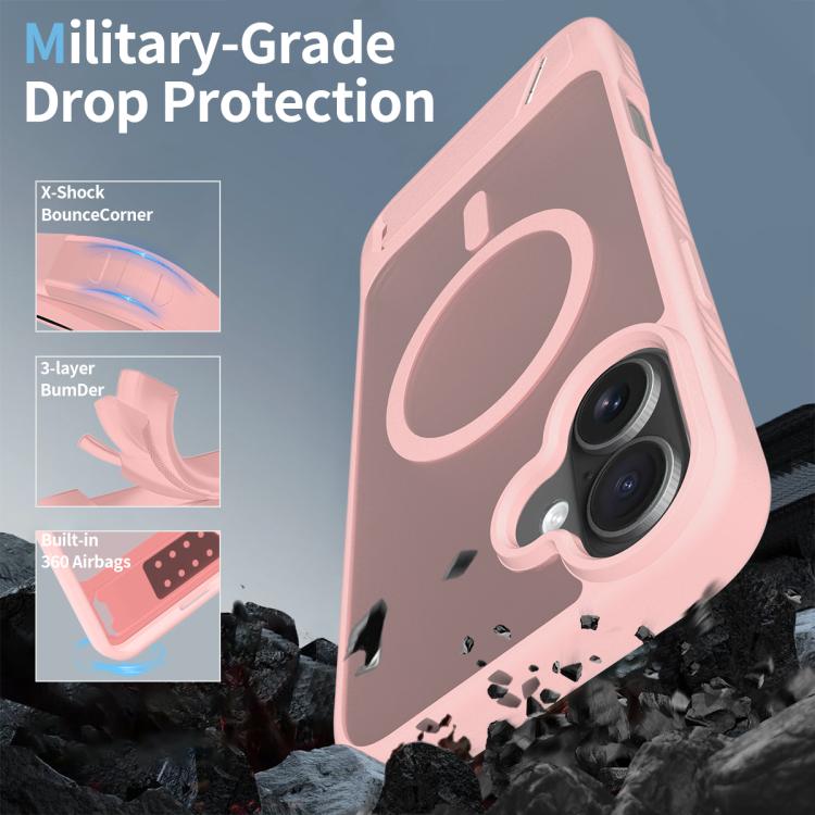 For iPhone 16 Plus Frosted Holder PC Hybrid TPU MagSafe Phone Case