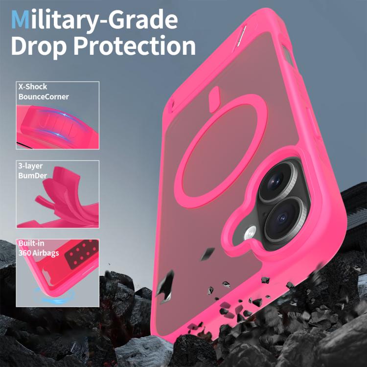 For iPhone 16 Plus Frosted Holder PC Hybrid TPU MagSafe Phone Case
