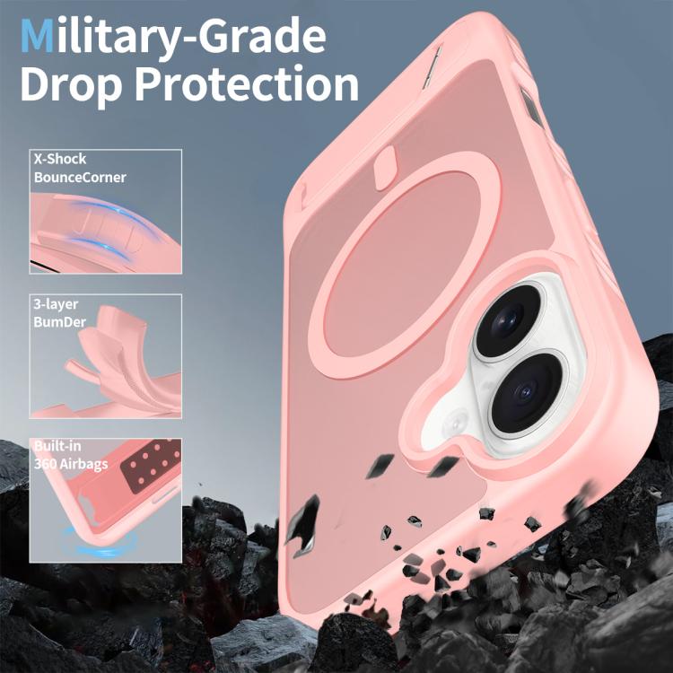 For iPhone 16 Frosted Holder PC Hybrid TPU MagSafe Phone Case