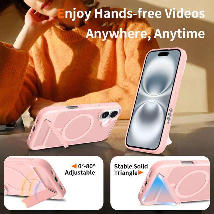 For iPhone 16 Frosted Holder PC Hybrid TPU MagSafe Phone Case