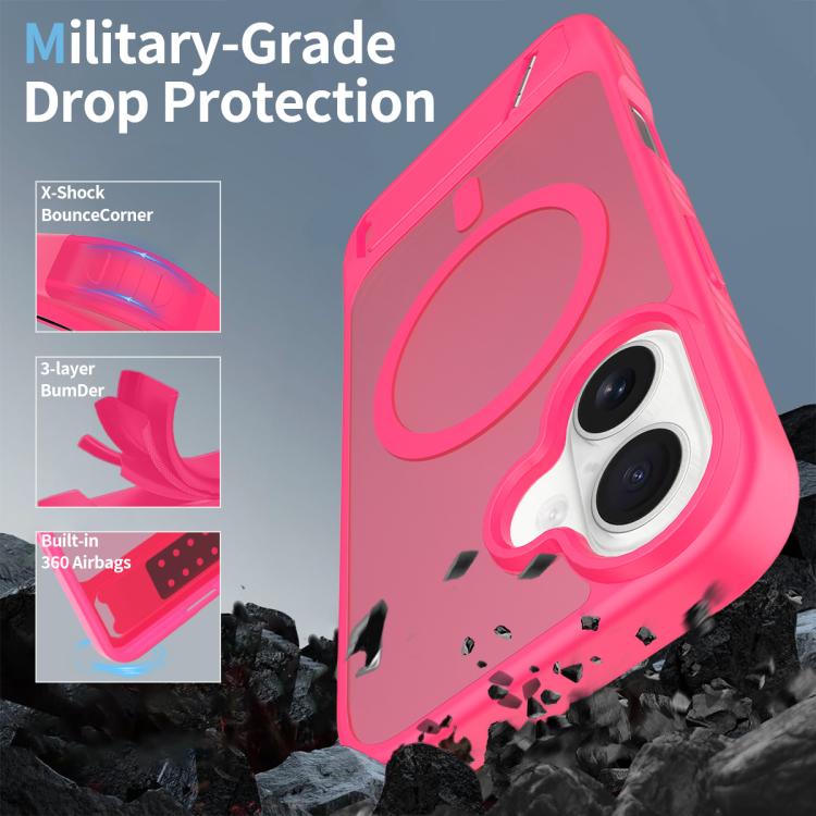 For iPhone 16 Frosted Holder PC Hybrid TPU MagSafe Phone Case
