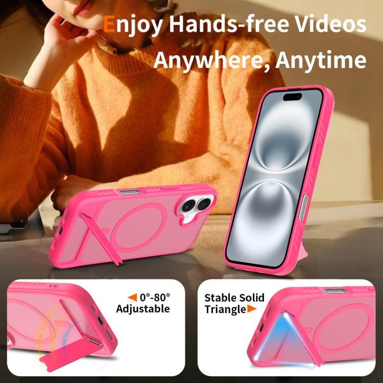 For iPhone 16 Frosted Holder PC Hybrid TPU MagSafe Phone Case