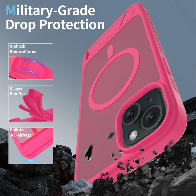 For iPhone 15 Plus Frosted Holder PC Hybrid TPU MagSafe Phone Case