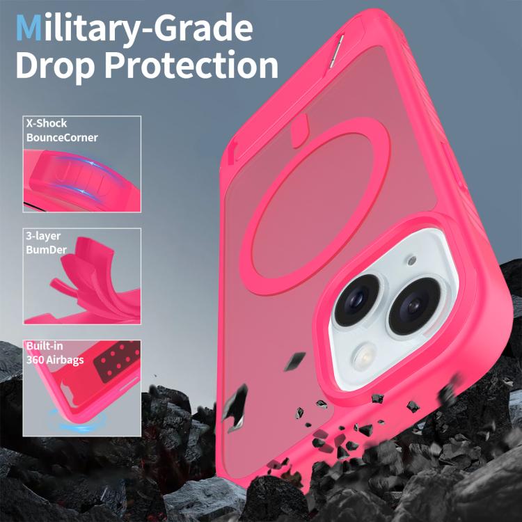 For iPhone 15 Frosted Holder PC Hybrid TPU MagSafe Phone Case