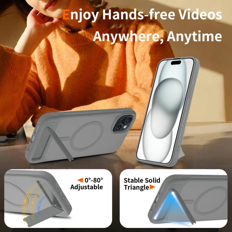 For iPhone 14 Plus Frosted Holder PC Hybrid TPU MagSafe Phone Case