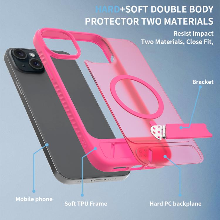 For iPhone 14 Plus Frosted Holder PC Hybrid TPU MagSafe Phone Case
