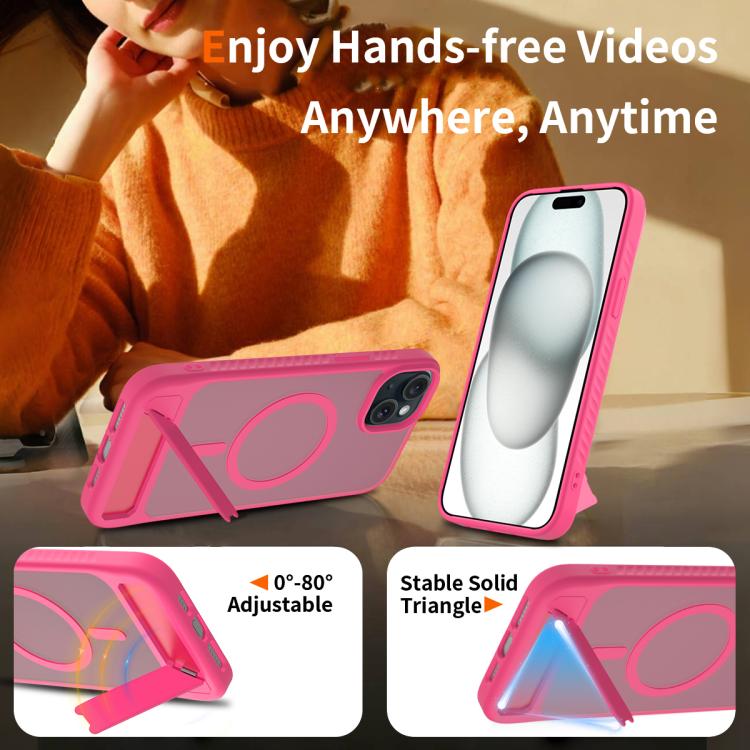 For iPhone 14 Plus Frosted Holder PC Hybrid TPU MagSafe Phone Case
