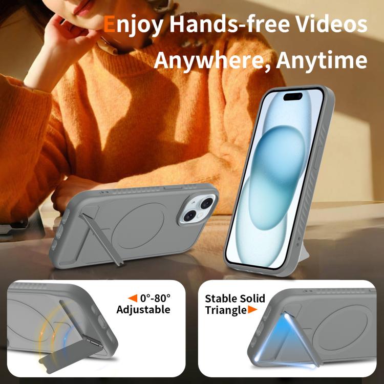 For iPhone 14 Frosted Holder PC Hybrid TPU MagSafe Phone Case