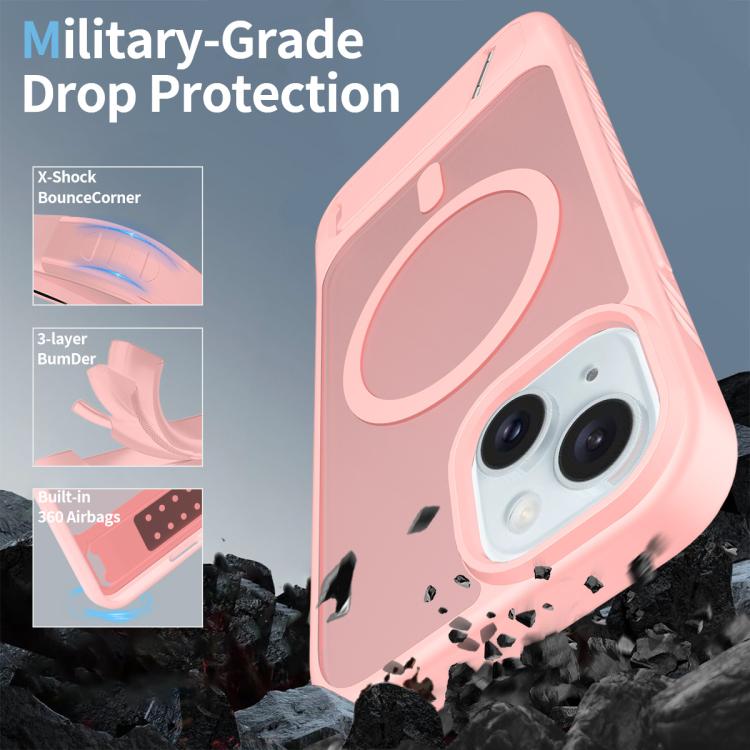 For iPhone 14 Frosted Holder PC Hybrid TPU MagSafe Phone Case