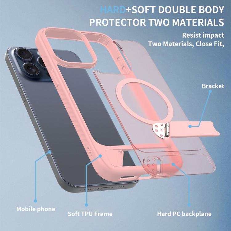 For iPhone 14 Pro Frosted Holder PC Hybrid TPU MagSafe Phone Case