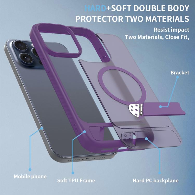 For iPhone 14 Pro Frosted Holder PC Hybrid TPU MagSafe Phone Case