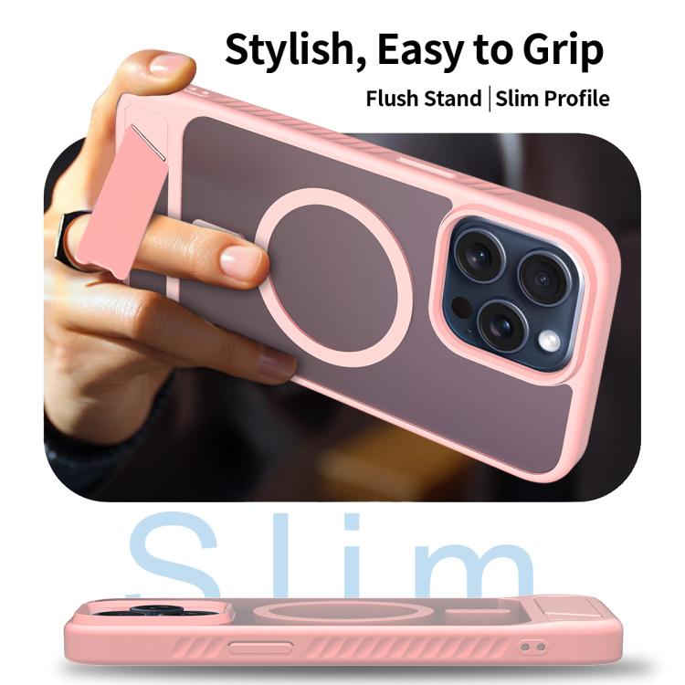 For iPhone 14 Pro Max Frosted Holder PC Hybrid TPU MagSafe Phone Case