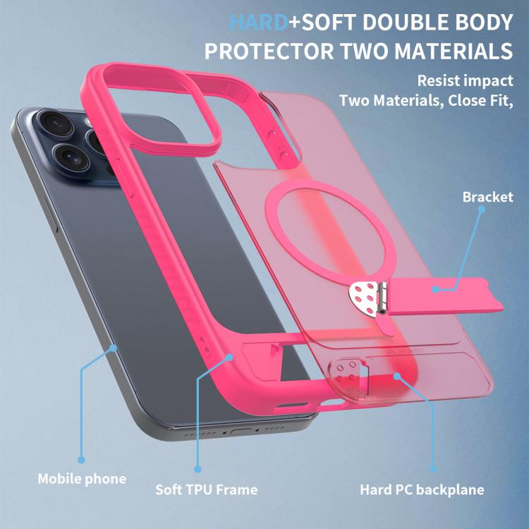 For iPhone 14 Pro Max Frosted Holder PC Hybrid TPU MagSafe Phone Case