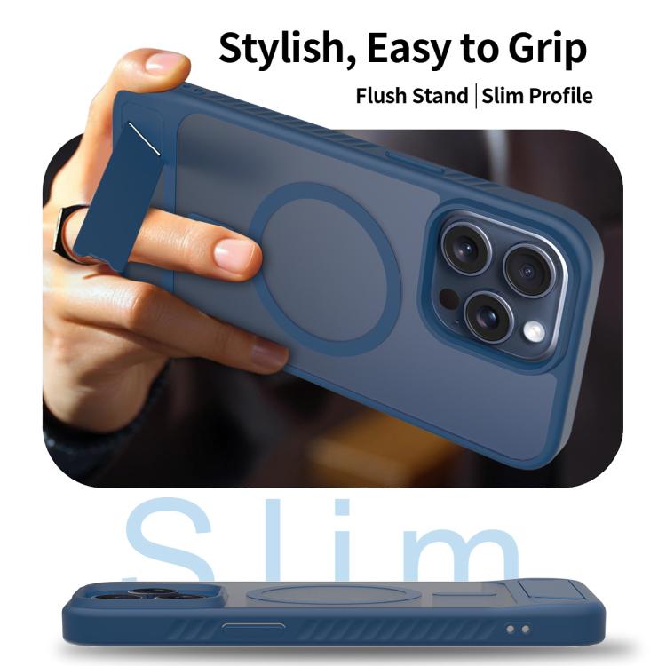 For iPhone 14 Pro Max Frosted Holder PC Hybrid TPU MagSafe Phone Case