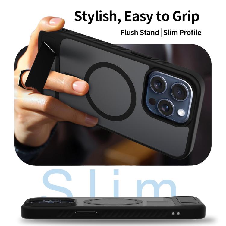 For iPhone 13 Pro Max Frosted Holder PC Hybrid TPU MagSafe Phone Case
