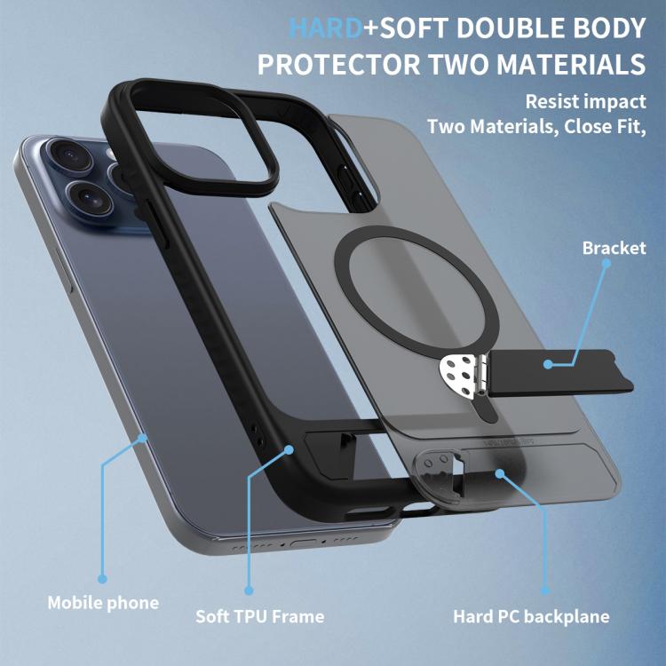For iPhone 13 Pro Max Frosted Holder PC Hybrid TPU MagSafe Phone Case