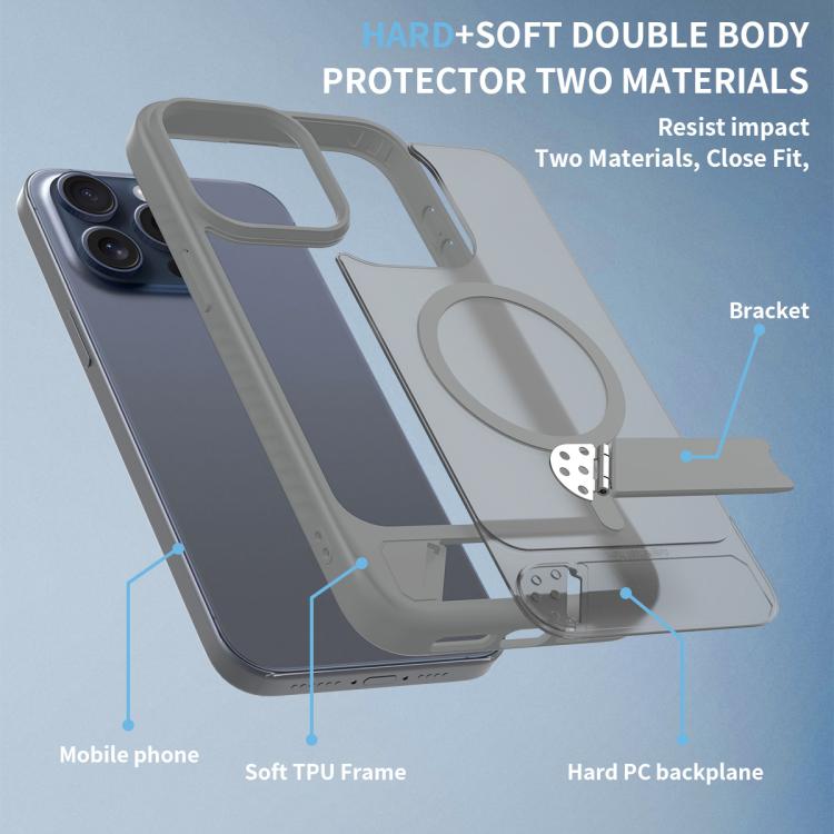 For iPhone 13 Pro Max Frosted Holder PC Hybrid TPU MagSafe Phone Case