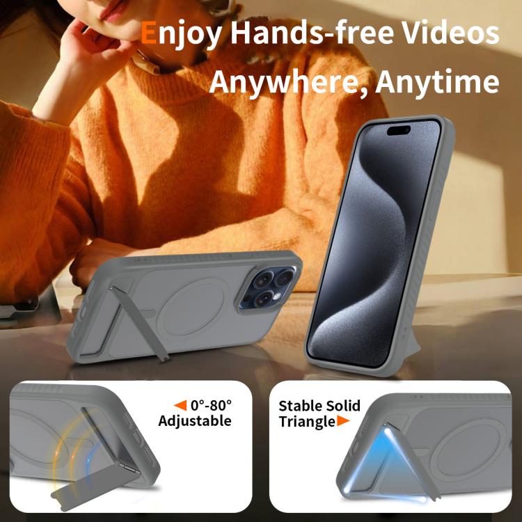 For iPhone 13 Pro Max Frosted Holder PC Hybrid TPU MagSafe Phone Case