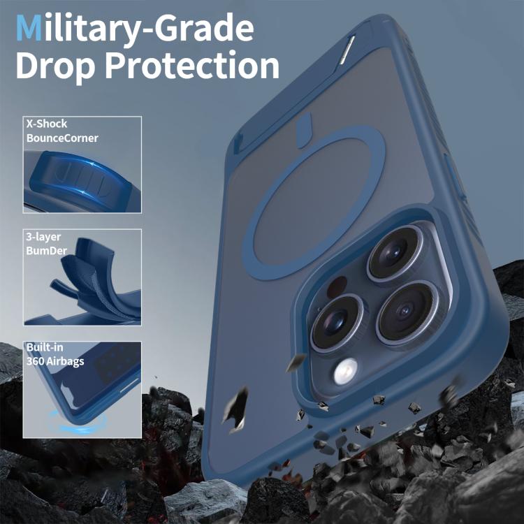 For iPhone 13 Pro Max Frosted Holder PC Hybrid TPU MagSafe Phone Case