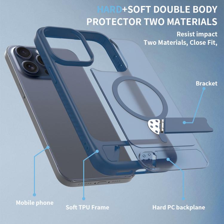 For iPhone 13 Pro Max Frosted Holder PC Hybrid TPU MagSafe Phone Case