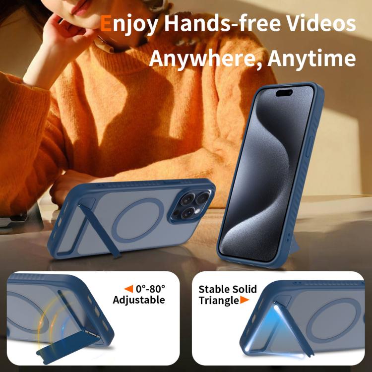 For iPhone 13 Pro Frosted Holder PC Hybrid TPU MagSafe Phone Case