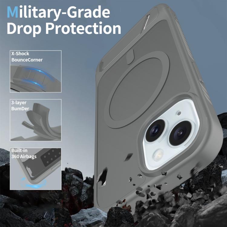 For iPhone 13 Frosted Holder PC Hybrid TPU MagSafe Phone Case