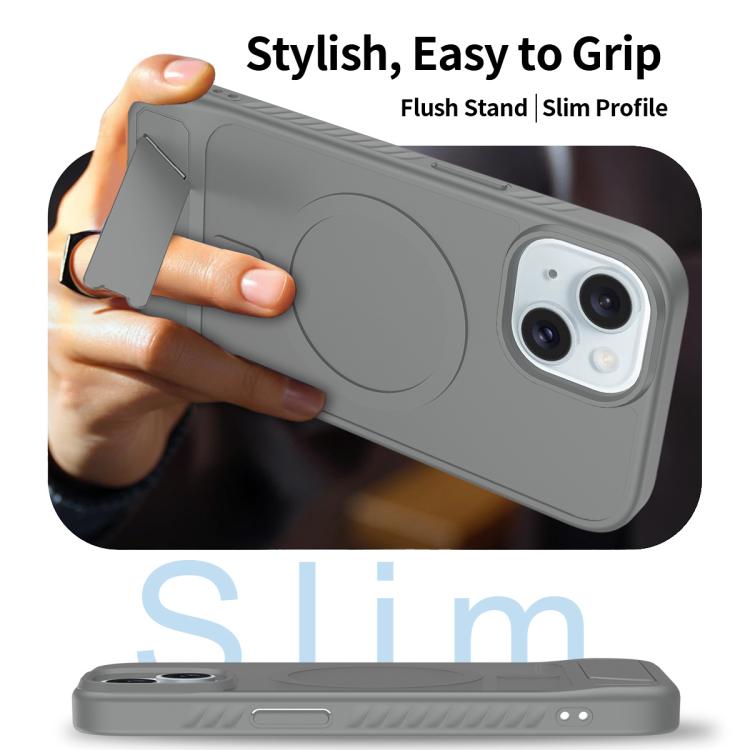 For iPhone 13 Frosted Holder PC Hybrid TPU MagSafe Phone Case