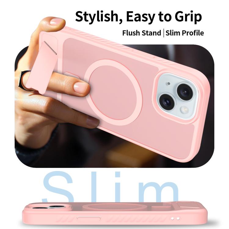For iPhone 13 Frosted Holder PC Hybrid TPU MagSafe Phone Case