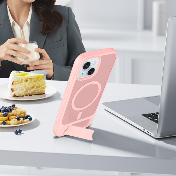 For iPhone 13 Frosted Holder PC Hybrid TPU MagSafe Phone Case