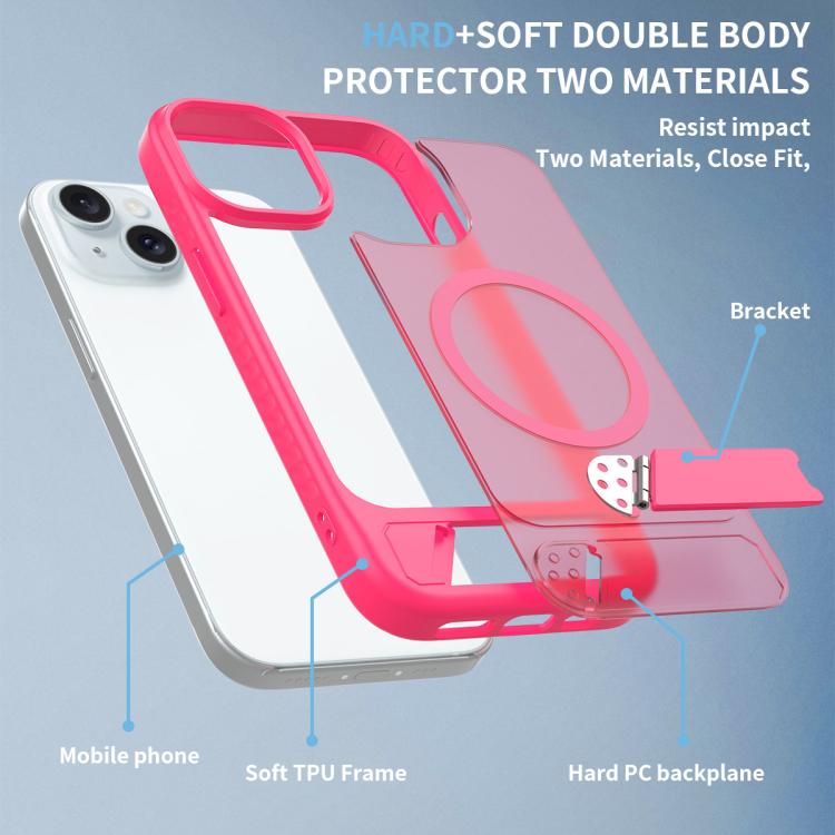 For iPhone 13 Frosted Holder PC Hybrid TPU MagSafe Phone Case